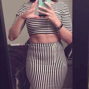 New Forever 21 Cut Out Crop Top & Skirt Dress